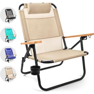 Water Buffalo Bondi Beach Chair – Backpack Beach Chair for Adults with Reclining Positions, Cup Holder & High Back Support