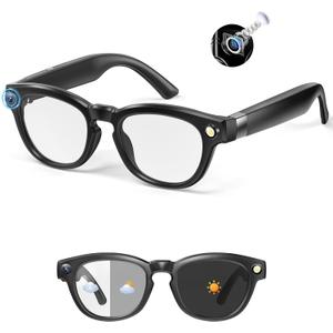 ROZEUS Al Smart Glasses with 4K HD Camera  Video Recording Glasses with Audio, Bluetooth Sunglasses with Camera forMen, RealTime Translation, HandsFree Music&Calls, Outdoor Sports Travel (Black)