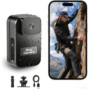 AEZ 1080P Body Camera, Waterproof Wearable POV Camera with WiFi APP Control, 480-Min Battery, Portable Body Cam with Back Clip & Base for Vlogging Travel Outdoor Sports Security Work (No SD Card)