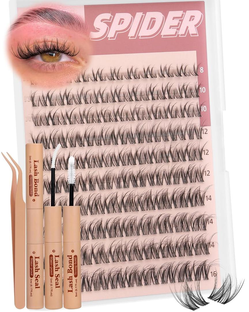 Spider Lash Clusters Kit Breeze Wispy Eyelash Clusters Natural Fluffy Lash Extension Kit D Curly Eyelash Extension Kit Light Cluster Eyelash Extensions DIY Individual Lashes Clusters by TNFVLONEINS