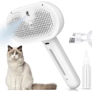 Cat Steam Brush 3 in 1 Cat Brush with Steam and Release Button for Indoor Pets Dogs Hair Removal Shedding