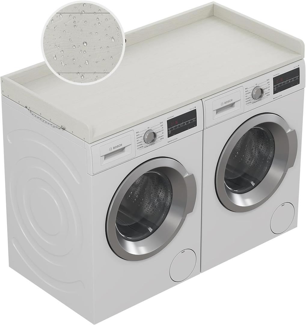 No-Installation HDPE Washer Dryer Countertop, Washer and Dryer Topper Covers for The Top, Laundry Countertop Laundry Room Organization No Water Leakage White, Standard Size