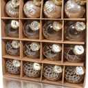 16 Pcs Clear Rustic Farmhouse Merry Christmas Ornaments, 60mm/2.36 Inch Gold Champagne Shatterproof Hand-Painted Xmas Decorations for Christmas Tree, Home Decor