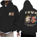 Christian Yhwh Hoodie For Men Jesus God Hoodies Faith Religious Hooded Sweatshirts Bible Verse Inspirational Pullover (X-Large, Black)