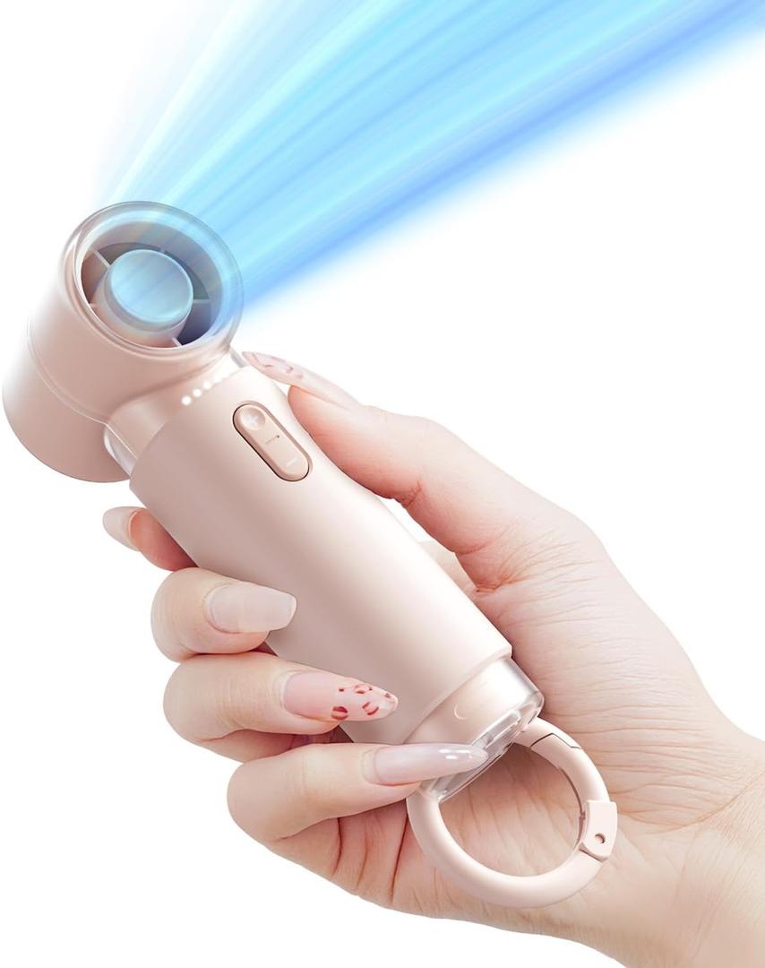 WSKEN Mini Handheld Portable Fan - Small Pocket Powerful Turbo Fan Personal Rechargeable Battery Operated USB Charger, 5 Speeds Summer Travel Essentials Gifts for Women/Men/Working/Outdoor,Pink
