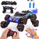 HuiJuKeJi 8WD RC Stunt Car with Gesture Sensing & Spray, 2.4GHz Hand-Controlled Remote Control Car Toy with Light/Music, Auto-Demo Mode Vehicle for Kids Ages 6-14, Birthday (Purple)
