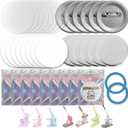 200 Sets 58mm (2.25 inch) Button Making Supplies for Your Round Button Maker Machine, Including Metal Covers, Metal pin Back Cover, Clear Plastic Film, Blank Paper, Gasket & Holographic Bags