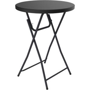 Folding Height Cocktail Table with Metal Legs 32'' Round Top for Small Spaces Bar Wedding Party Indoor Outdoor Use, Black