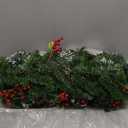 National Tree Company 9 ft Pre-Lit Wintry Pine Flocked Artificial Christmas Garland, Christmas Decoration with Pinecones, Red Berries, 100 Clear Lights, 184 Tips, Green, 108X12X6