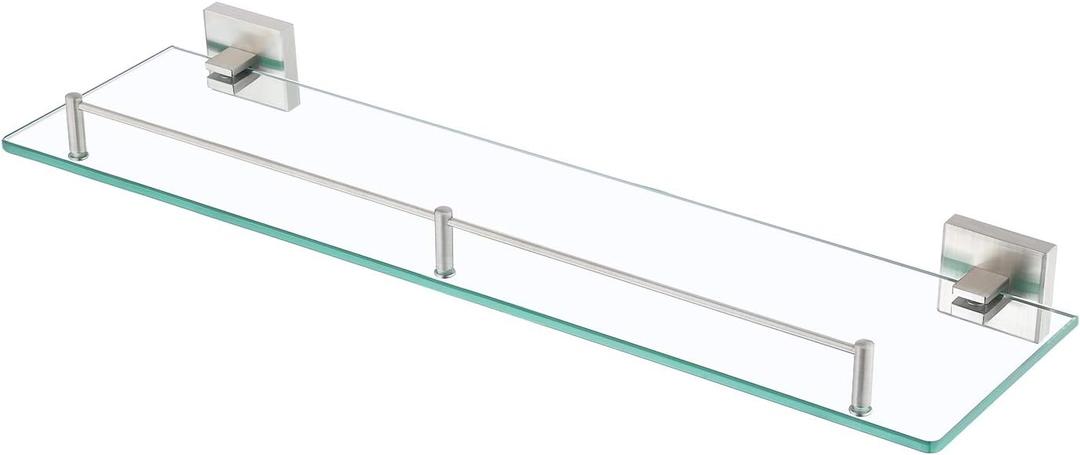 KES Bathroom Glass Shelf 1 Tier Bathroom Bath Basket Stainless Steel RUSTPROOF Wall Mount Brushed Finish, A2420A-2