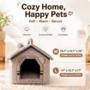 Cat Bed for Indoor Cats, Cartoon Pattern Cat Cave Bed with Handle Design, Soft Cat Hideaway Indoor, Lovely Cat House for Kitten, Puppy & Small Pets (L)