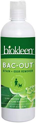 Biokleen Bac-Out Stain+Odor Remover, Destroys Stains & Odors Safely, for Pet Stains, Laundry, Diapers, Wine, Carpets, & More, Eco-Friendly, Non-Toxic, Plant-Based, 16 Ounces (Pack of 12)