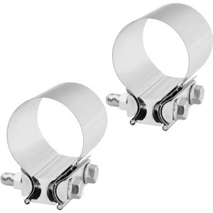 T304 Stainless Steel 2.25'' Inch Exhaust Clamp,2 1/4 Inch Butt Joint Exhaust Seal Band Clamp Sleeve Coupler Universal For Exhaust System 2PCS Polished