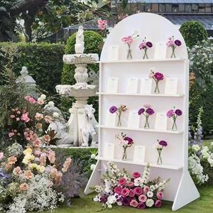 Sicrifety 6FT Wedding Arch Backdrop Display Stand with 4 Shelves, Champagne Wall for Wedding, Birthday, Baby Shower & Event Decoration
