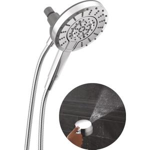 Delta 5-Setting In2ition 2-in-1 Dual Shower Head with Handheld High Pressure ProClean Spray, Chrome Detachable Shower Head with Hose, 1.75 GPM Flow Rate, Chrome 75548