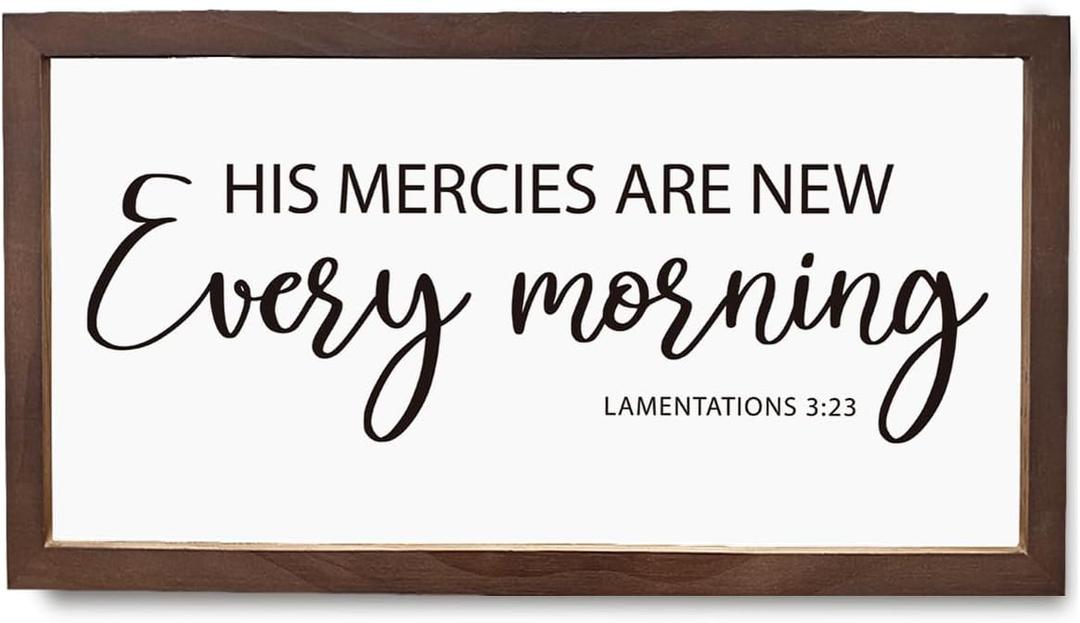 Christian Decor, His Mercies are New Every Morning Lamentations 3:23 Sign, Scripture Wall Art, Scripture Decor Sign, Home Decoration for Living Room Bedroom, Home Church Room Decoration