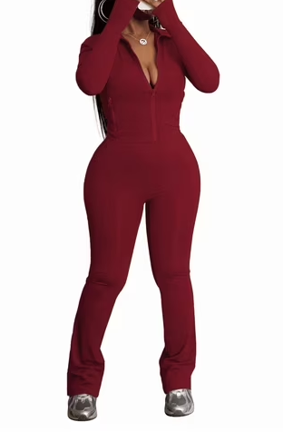 HBQ Women's 2 Piece Tracksuit Sets Long Sleeve Zip Up Crop Tops and Flare Pants Casual Workout Oufit Jogger Loungewear Set, Coffee, Size XL