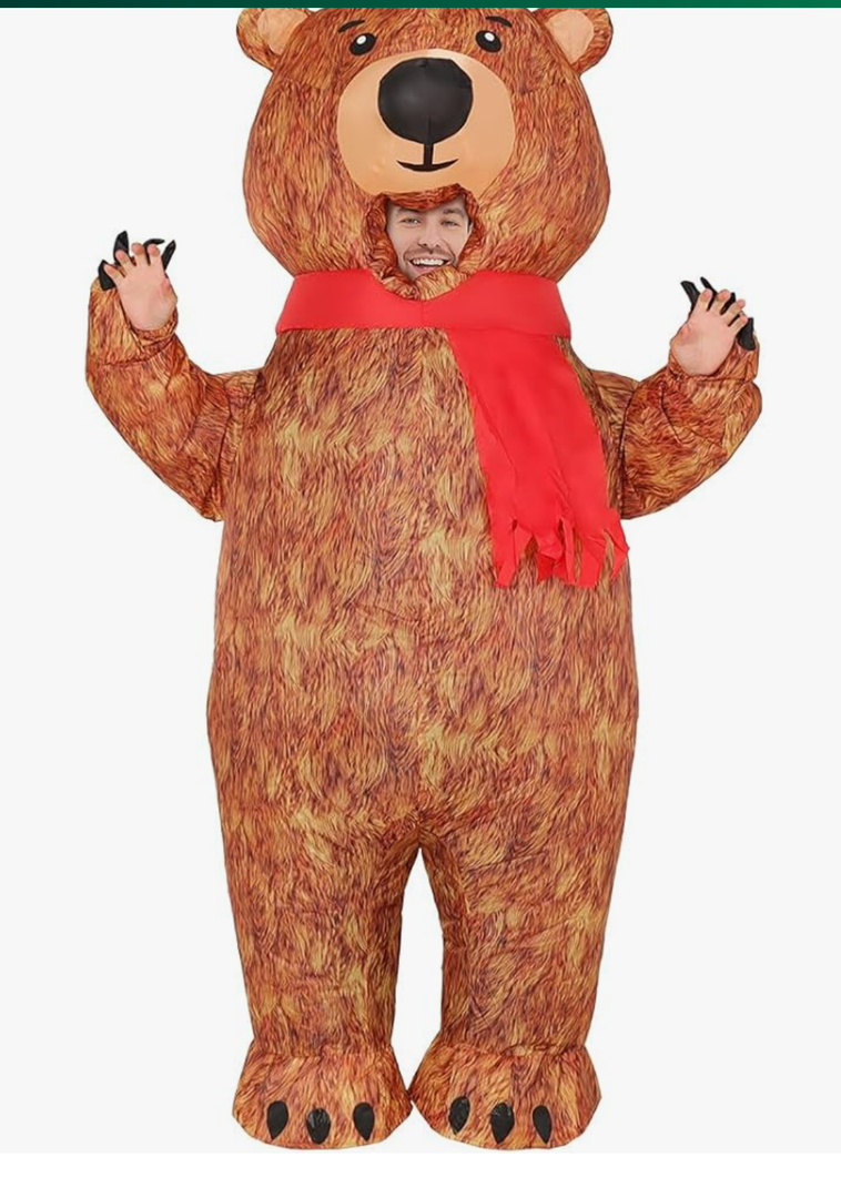 COMIN Inflatable Bear Costume for Adults Simulated Skin Air Blow up Funny Fancy Costume Inflatable For Men Women 72"