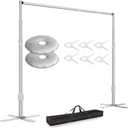 EMART Backdrop Stand Heavy Duty 10x10Ft, Pipe and Drape Background Frame Kit with X-Shaped Base, Adjustable Photo Booth Back Drop Stand for Party Wedding Birthday Decoration