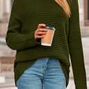PRETTYGARDEN Womens Sweaters Fall Fashion 2025 Oversized Long Sleeve Mock Neck Chunky Knit Pullover Tops Winter Clothes (X-Large, Army Green)