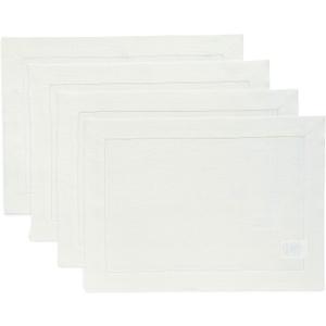 Solino Home Linen Placemats Set of 4 - Classic Hemstitch Ivory Placemats 14 x 19 Inch - 100% Pure Linen Table Mats for Spring, Summer, Mothers Day