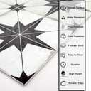 The Tiles Plaza Encaustic Peel and Stick Backsplash, Black Star Patterned Vintage Stick on Tiles, Stone Composite Self-Adhesive Wall Tile Sticker for Kitchen Bathroom Fireplace Stairs, 10 Sheets
