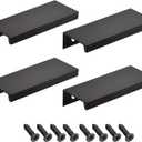 uxcell Finger Edge Pull Handle 80mm/3.15 Inch Aluminum Alloy Modern Style Concealed Tab Drawer Pulls Black 4 Pcs
