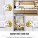 2 Pack Gold Glass Dummy Door Knob Satin Brass Crystal Dummy Door Knobs Interior, Round Modern Door Knob Brushed Gold Dummy Door Handle Interior for Hall Pantry Closet Door Knobs