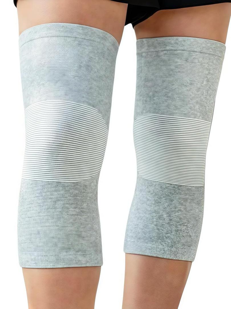 Bamboo Knee Sleeves, 2-Pack Knee Compression Sleeve Women Men Elastic Warm Slip-on Recovery Knee Brace for Arthritis Knee Pain (Medium, Grey)