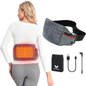 Vofuoti Cordless Heating Pad, Portable Heated Pad with Battery and 3 Heat Settings for Back, Abdomen, Women Men (Gray)