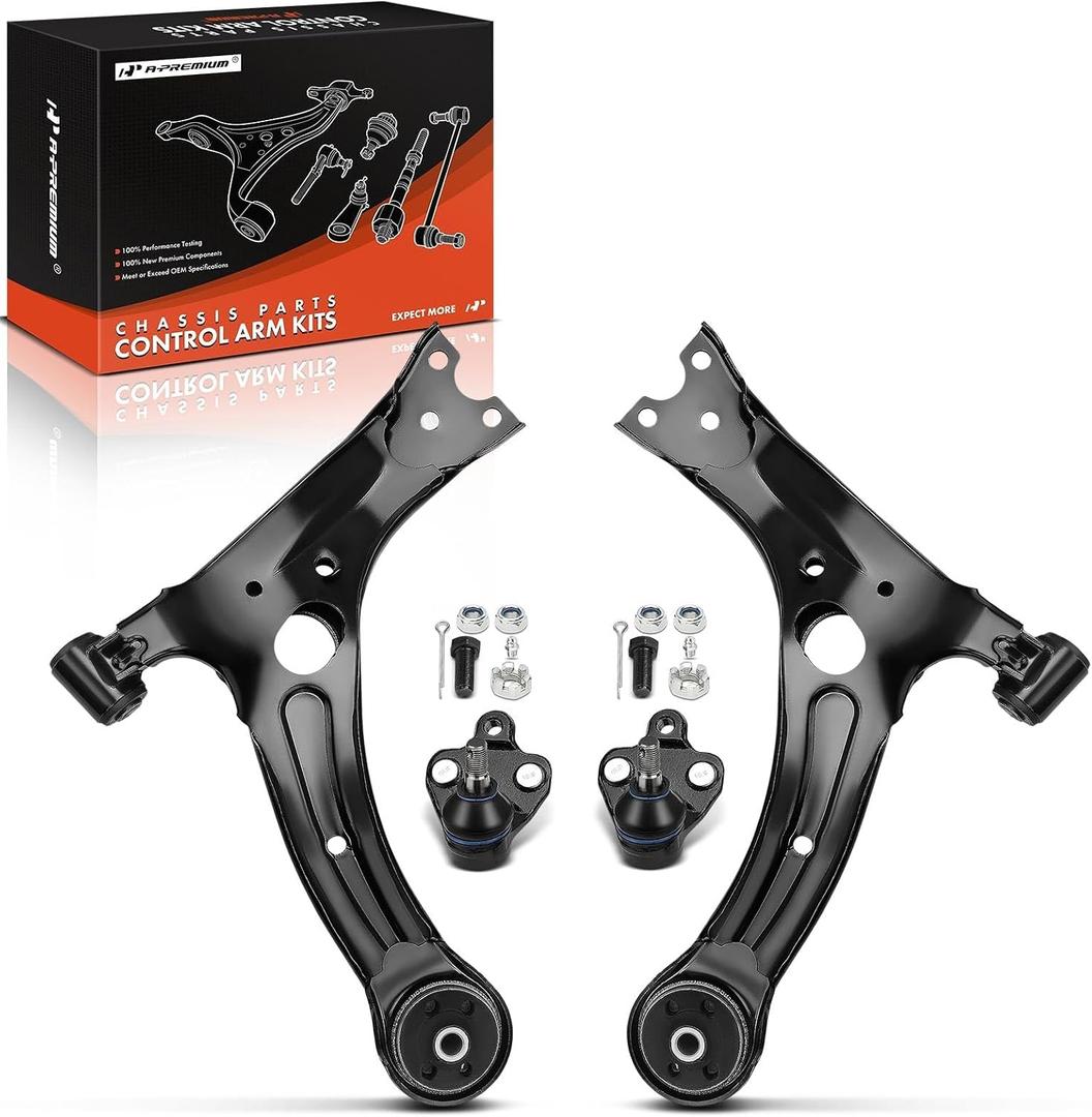 A-Premium 4Pcs Front Suspension Kit, Lower Control Arm, Lower Ball Joint
Compatible with Toyota Corolla 2009-2013, Matrix 2003-2008, Pontiac Vibe 2003-2008, Eliminate Clunking Noise & Vibration