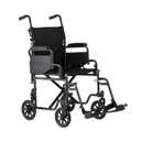 Medline Carbon Steel Folding Transport Chair with Swing-Back Arms, Swing-Away Foot Rests, Portable Mobility for Adults & Seniors, 19" Wide Padded Seat, 250 lb. Capacity, Black