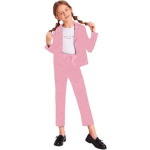Milumia Girl's Two Piece Outfit Solid Open Front Blazer and Pants Set, Size:8Y
