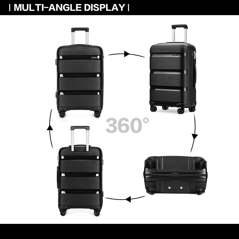 Kono Carry On Luggage 20 Inch Expandable 22x14x9 Airline Approved Hard Shell Travel Trolley 4 Spinner Wheels Lightweight Polypropylene Suitcase with TSA Lock