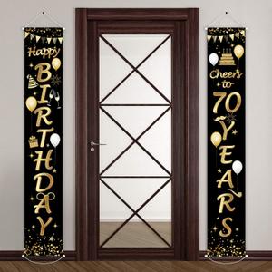 2 Pieces 70th Birthday Party Decorations Cheers to 70 Years Banner Party Decorations Welcome Porch Sign for 70 Years Birthday Supplies (70th Birthday)