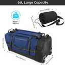 86L 30 Folding Duffle Backpack with 2 Wheels,Travel Bag with Separate Shoe Compartment,Navy Blue