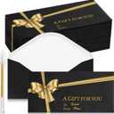 Qilery 50 Pcs Christmas Small Gift Card Envelopes with Golden Bow 3.15 x 6.69 Inch Christmas Money Currency Business Card Holders with Gold Ink Pen for Xmas Holiday Festival Party Supplies(Black)