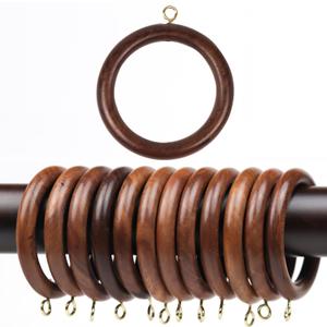 HORNART 3 Inch Wooden Drapery Curtain Rod Rings, 12 Pcs for 1.5-1.75-2 inch Rod Pole, 2.2 INCH INNER DIA, Natural Rosewood (12, 2.2 INCH INNER DIA), sheesham 3in (12)