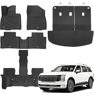 Compatible with Hyundai Palisade 2026 (Only Gas)(7/8 Seats) Floor Mats & Cargo Liner,All Weather Protection,Anti-Slip TPE Floor Mats & Trunk Mat for Hyundai Palisade Accessories