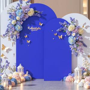 Royal Blue Arch Backdrop Cover, Set of 2 Spandex Fitted Stretchy Arch Stand Covers, 2-Sided Round Top Chiara Backdrop Cover for Party Birthday Ceremony Banquet Baby Shower Banquet Arch Decoration