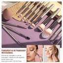 Travel Makeup Brush Set BS-MALL 14 Pcs with 1 Pcs Makeup Sponge Essential Foundation Powder Concealers, Eye Shadows, Blush Makeup Brushes with Travel Makeup Case (Champagne)