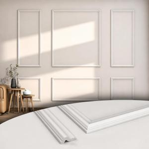 COUKIU 6 Sets Pre-Cut Wall Molding kit, Ready to Assemble Accent Molding Wainscoting Panels for Interior Walls Home Decor（6 Frames，Style2)