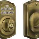 Schlage BE365 CAM 609 Camelot Keypad Deadbolt, Electronic Keyless Entry Lock, Antique Brass