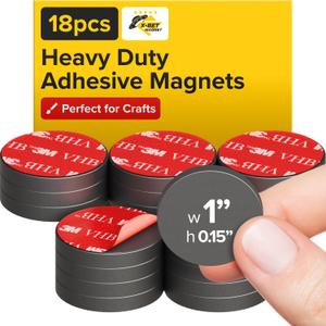 X-bet MAGNET Ceramic Magnets with Adhesive Backing - 1 Inch (25mm) Round Disc - Ferrite Craft - Peel and Stick Circle - Small with 3m Dots - 18 PCs