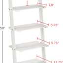 5-Tier Ladder Shelf - 50-Inch Narrow Leaning Bookshelf - Wooden Bookcase for Living Room, Bathroom, Kitchen, Office, or Bedroom Furniture by Lavish Home (White)