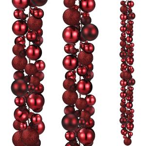 Yuxung 2 Pcs Christmas Ball Garland 6 ft Ball Ornaments Christmas Bulb Garland Xmas Tree Bauble Decorations for Party Supplies Indoor Outdoor Home Office Decoration Accessories(Burgundy)
