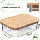 Glass Food Storage Containers with Bamboo Lids (4 Pack, 36 Ounce) Eco Friendly Meal Prep Containers Airtight Plastic Free, BPA Free