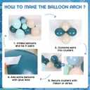 147pcs Under the Sea Balloons Garland Arch Kit with Dusty Slate Blue Pastel Green Sand White Latex Balloons for Ocean Themed Under the Sea Baby Shower Birthday Party Decorations
