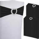 100PCS Spandex Stretch Black Chair Sashes Bows Universal Elastic Chair Cover Bands Ties with Buckle Slider for Wedding Party Birthday Reception Event Banquet Decoration(Black)
