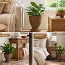 Rattan Planter, Woven Planter Basket for Plants Indoor Outdoor, Rattan Flower Pot, Decorative Plant Holder Basket for Garden Patio Boho Home Decor(Brown&Scalloped-Small:11.81" H x 9.84" W)